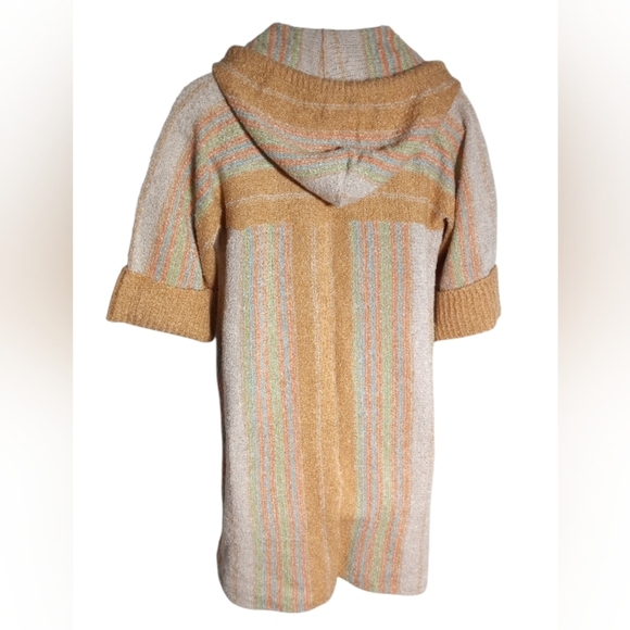 Arpeja Organic Fiber Hooded Cardigan Coat Tie Neck Earthy Boho Style Large - Picture 6 of 6